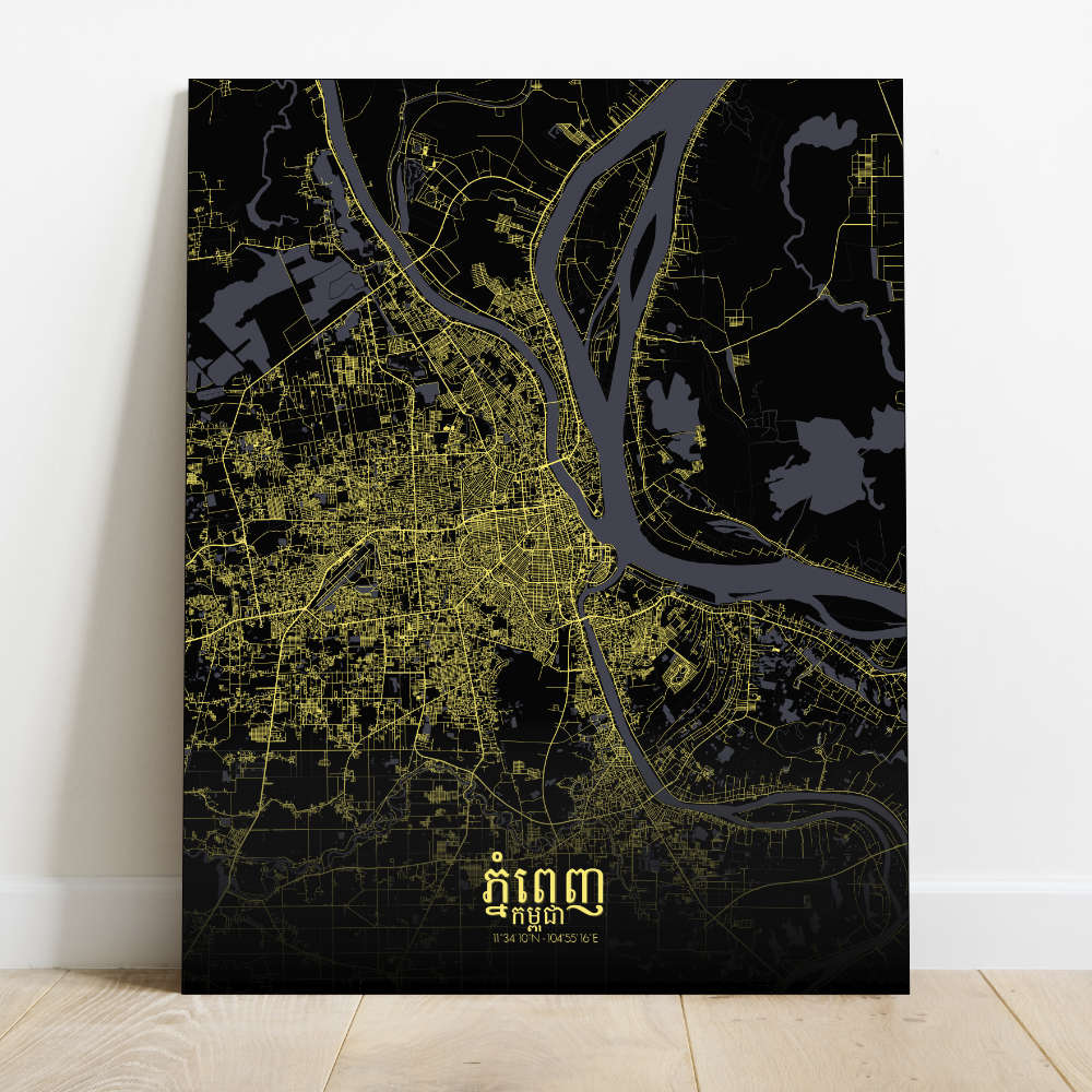 Mapospheres Phnom Penh Night Design full page design canvas city map