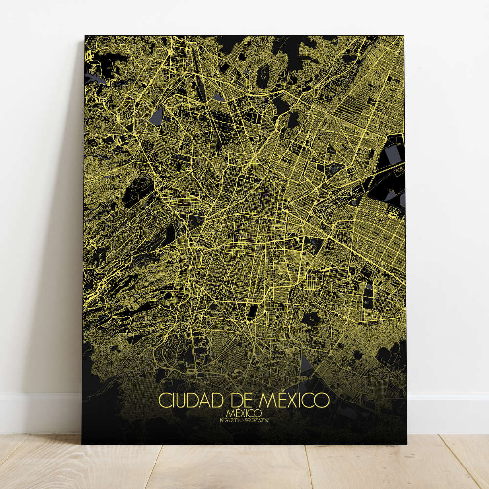 Mapospheres Mexico City Night Design full page design canvas city map