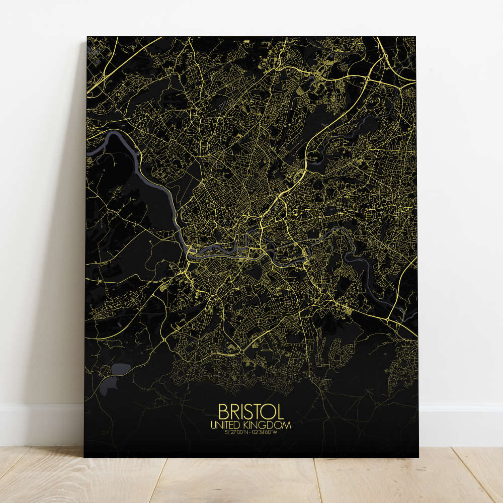 Mapospheres Bristol Night Design full page design canvas city map
