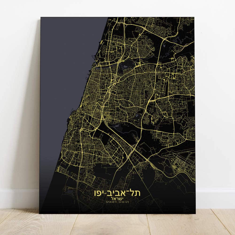 Mapospheres Tel Aviv Yafo Night Design full page design canvas city map