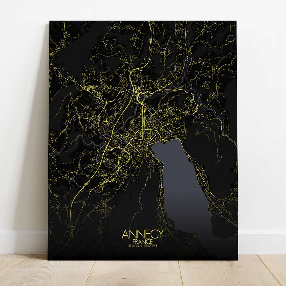 Mapospheres Annecy Night Design full page design canvas city map