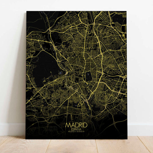 Night full page design Madrid canvas city map