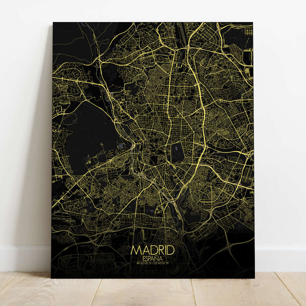 Night full page design Madrid canvas city map