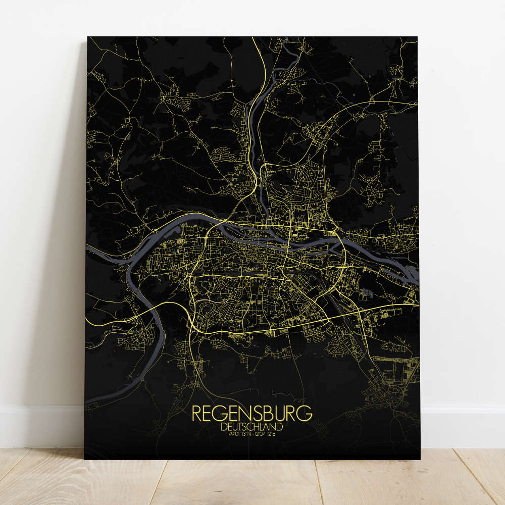Mapospheres Regensburg Night Design full page design canvas city map