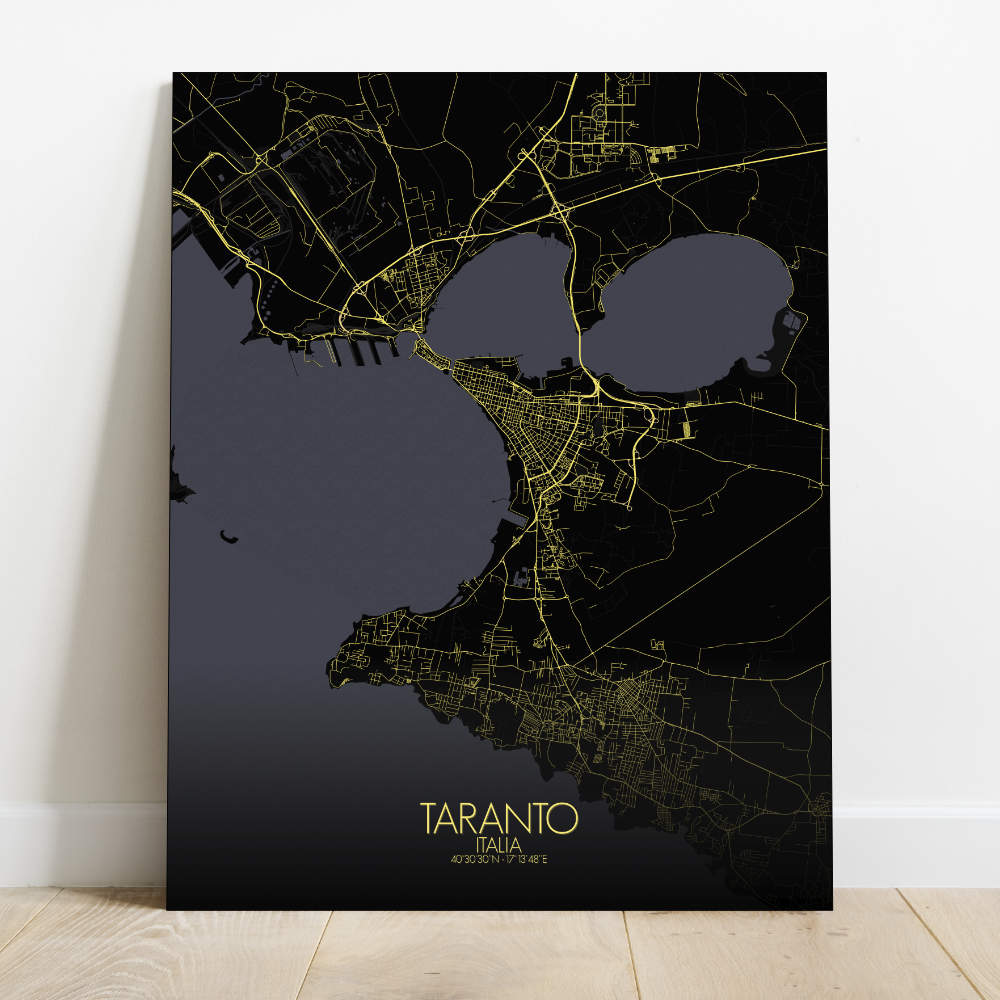 Mapospheres Taranto Night Design full page design canvas city map