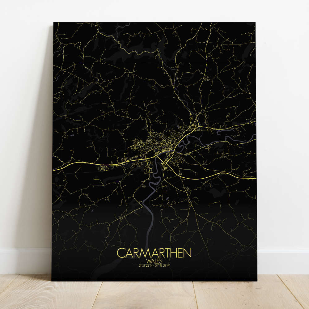 Mapospheres Carmarthen Night Design full page design canvas city map
