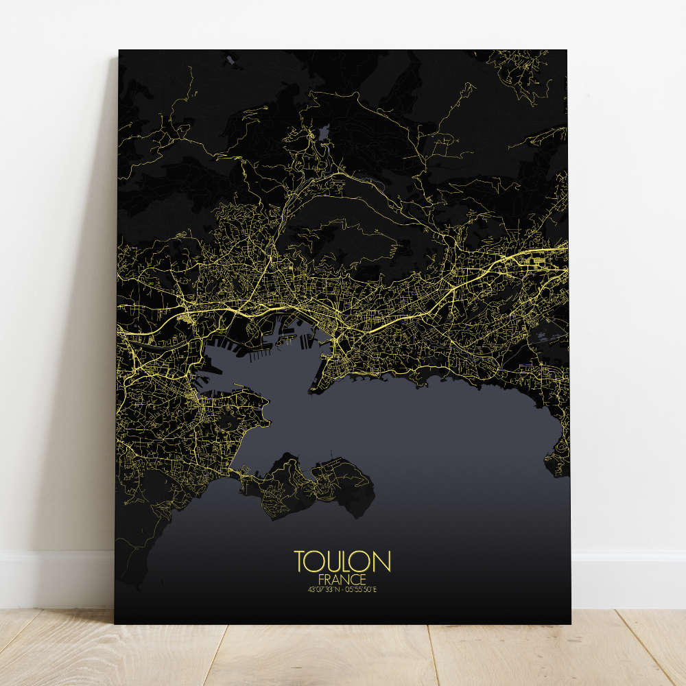 Mapospheres Toulon Night Design full page design canvas city map