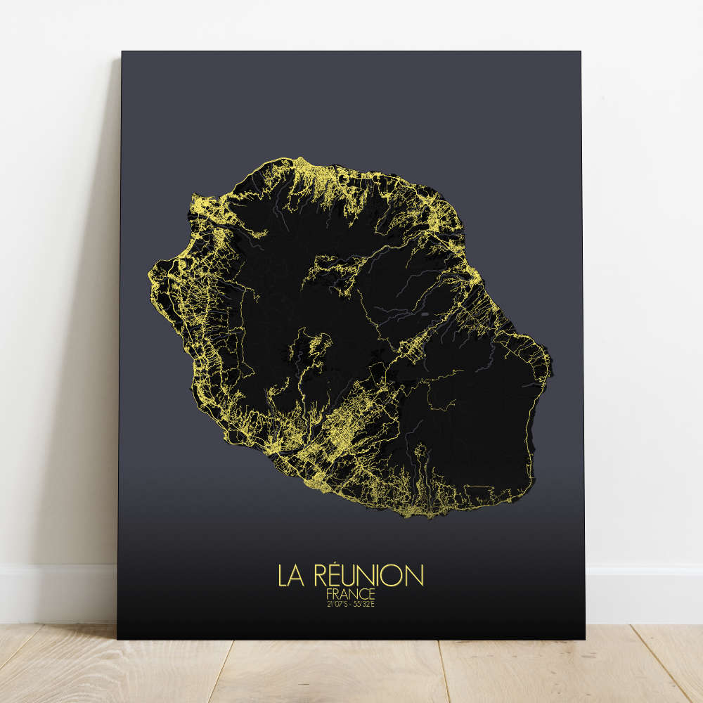 Mapospheres La Reunion Night Design full page design canvas city map