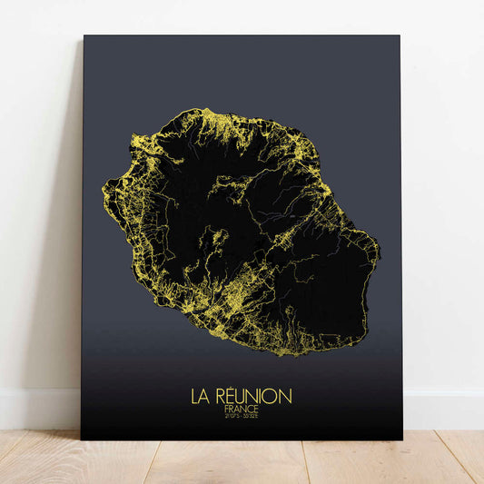 Mapospheres La Reunion Night Design full page design canvas city map