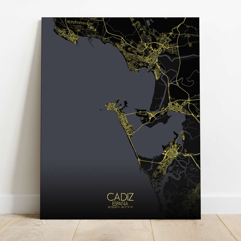 Mapospheres Cadiz Night Design full page design canvas city map