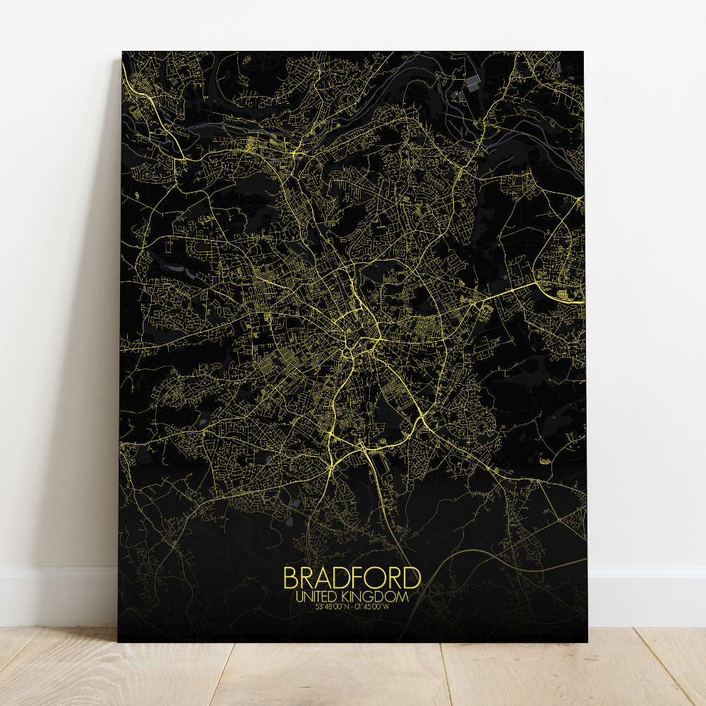 Mapospheres Bradford Night Design full page design canvas city map