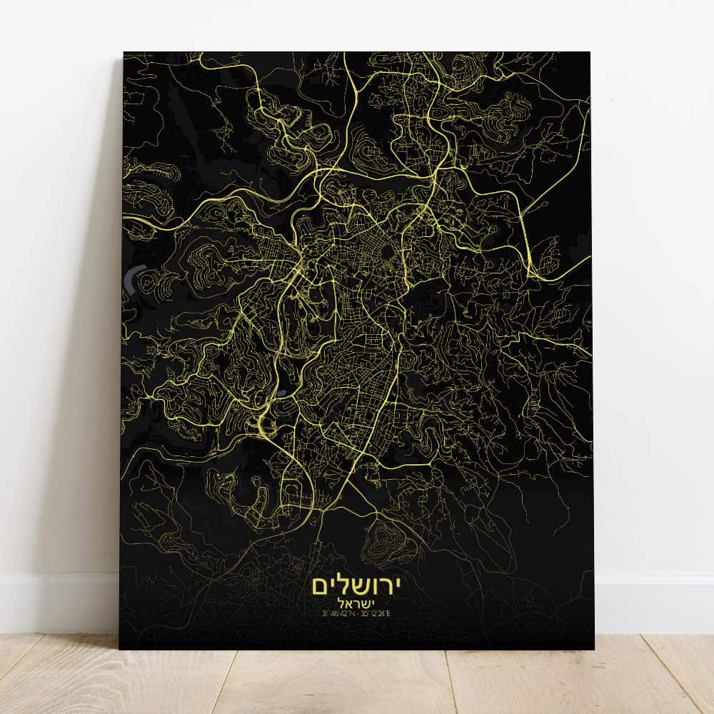 Mapospheres Jerusalem Night Design full page design canvas city map