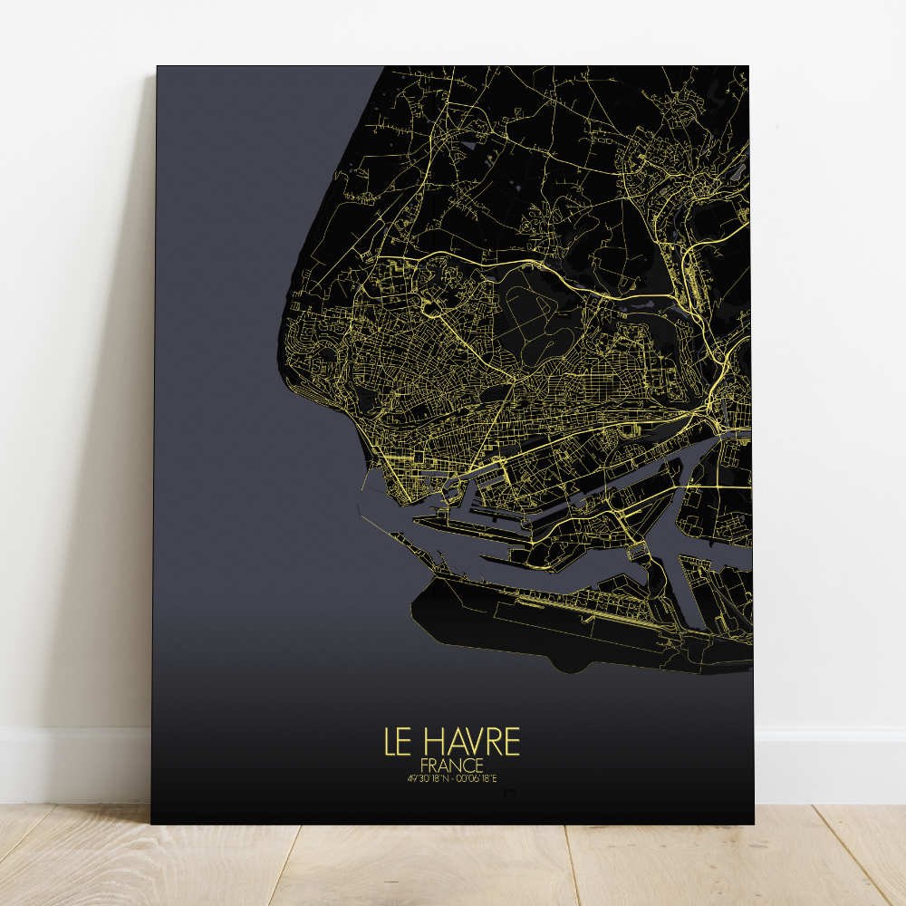 Mapospheres Le Havre Night Design full page design canvas city map