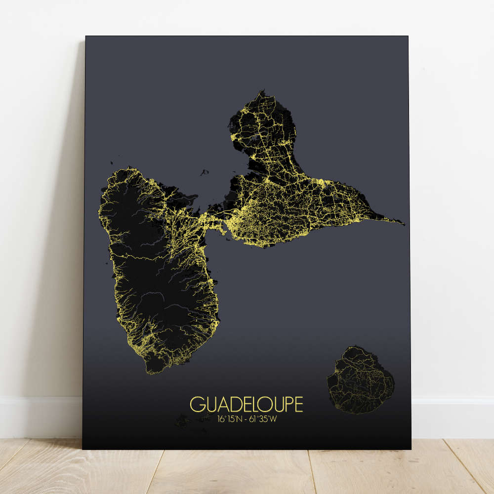 Mapospheres Guadeloupe Night canvas city map