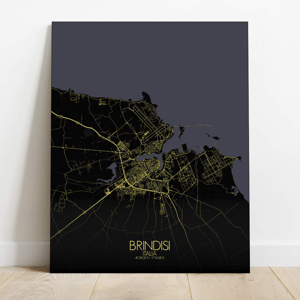 Mapospheres Brindisi Night Design full page design canvas city map