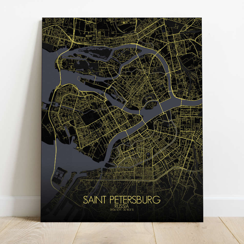 Mapospheres Saint Petersburg Night Design full page design canvas city map