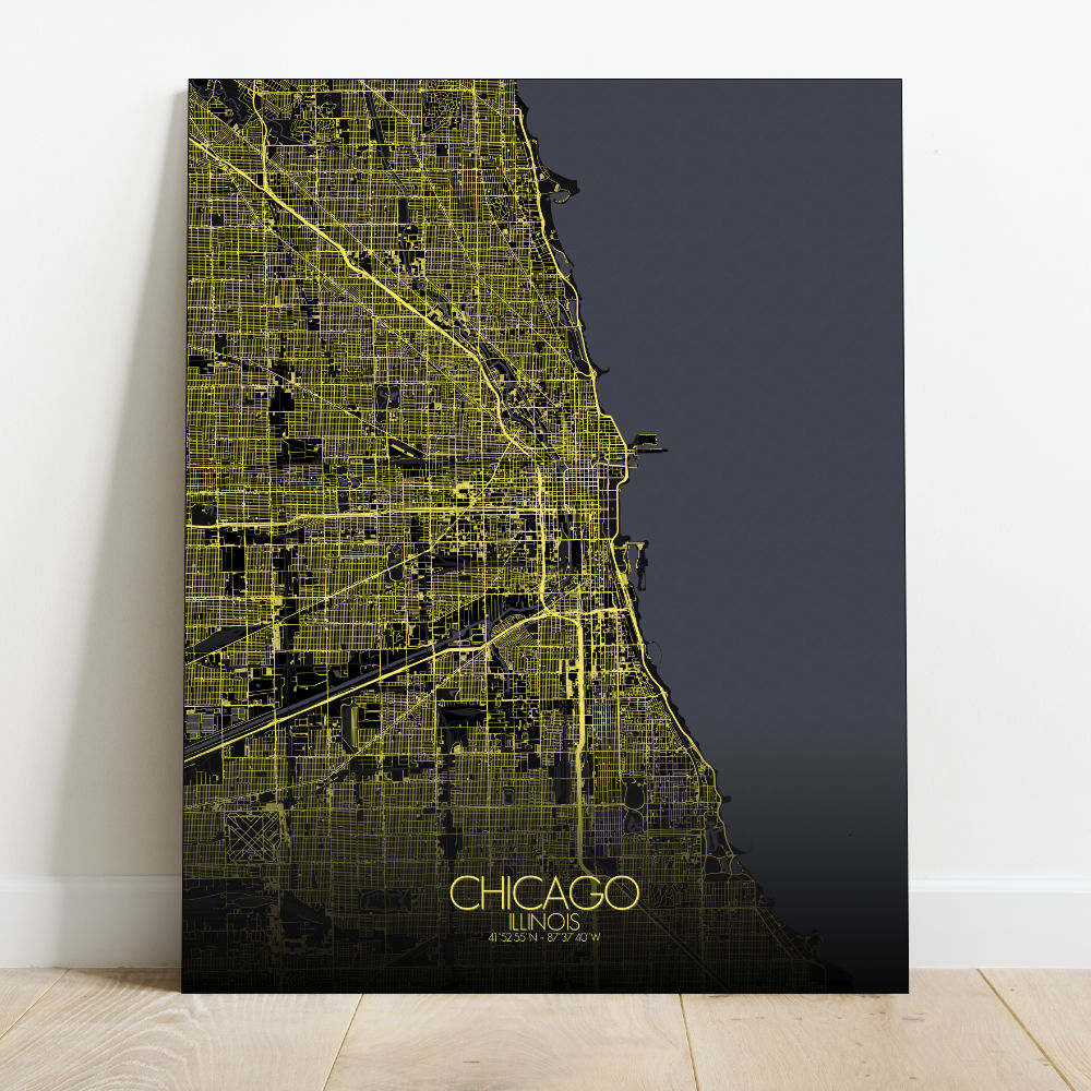 Mapospheres Chicago Night full page design poster city map