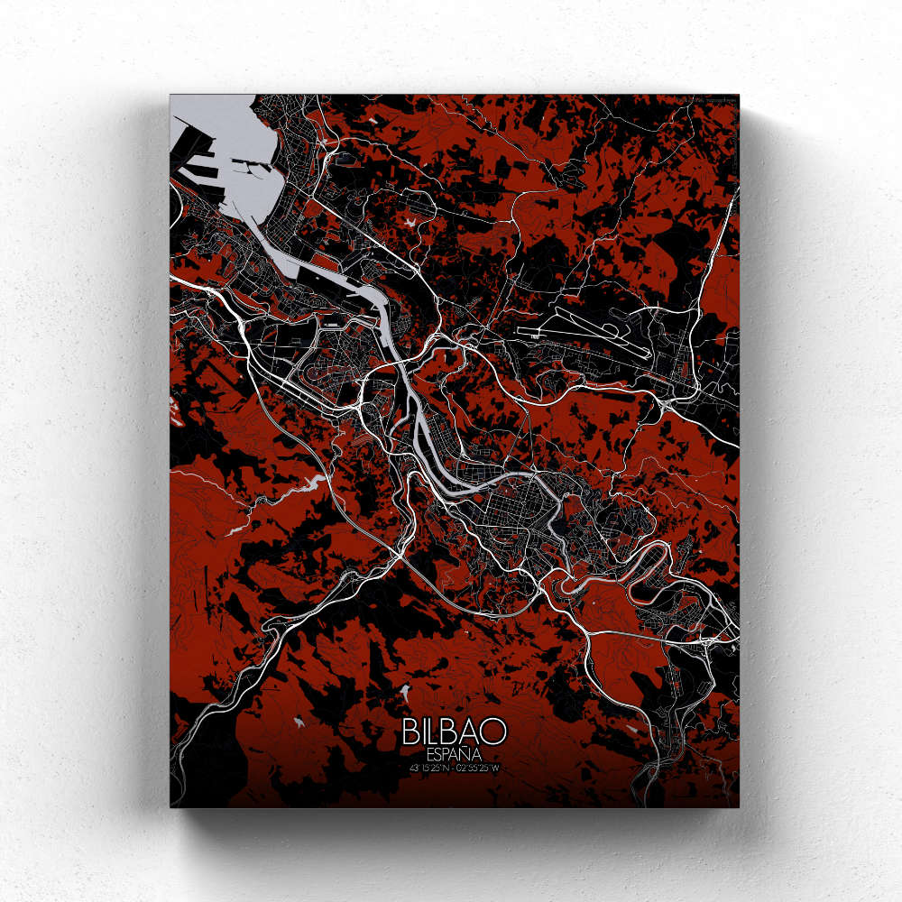 Mapospheres Bilbao Night Design full page design canvas city map