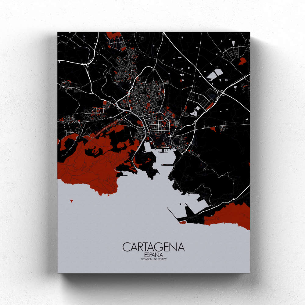 Mapospheres Cartagena Night Design full page design canvas city map
