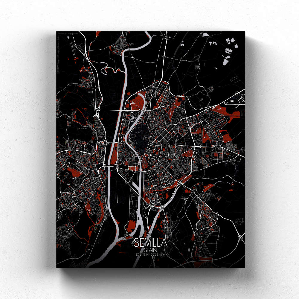 Mapospheres Sevilla Night Design full page design canvas city map