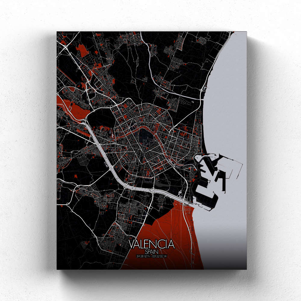 Mapospheres Valencia Night Design full page design canvas city map