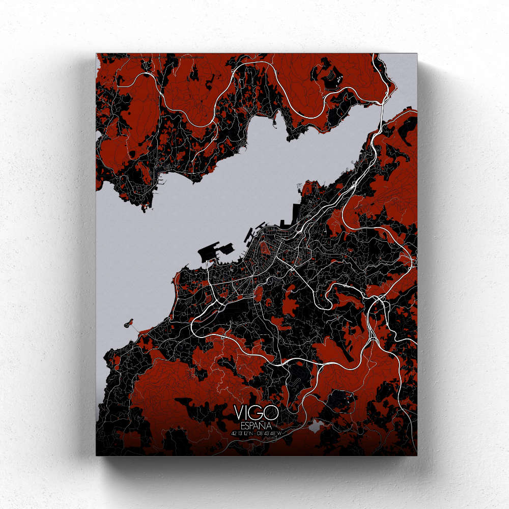 Mapospheres Vigo Night Design full page design canvas city map