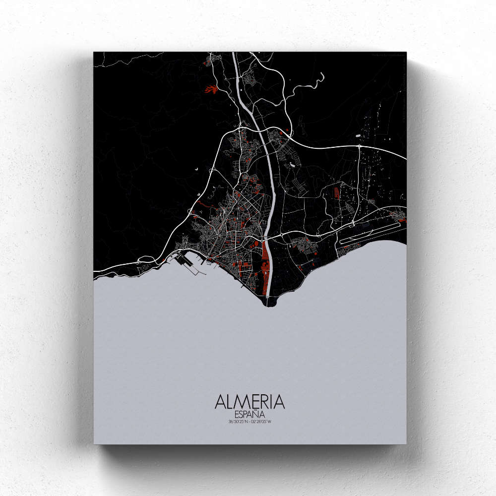 Mapospheres Almeria Night Design full page design canvas city map