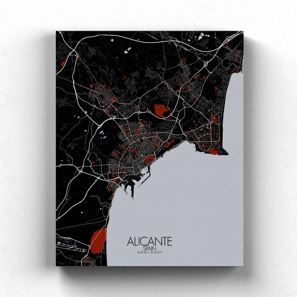 Mapospheres Alicante Night Design full page design canvas city map