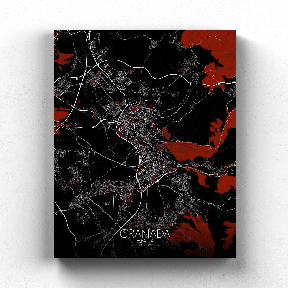 Mapospheres Granada Night Design full page design canvas city map