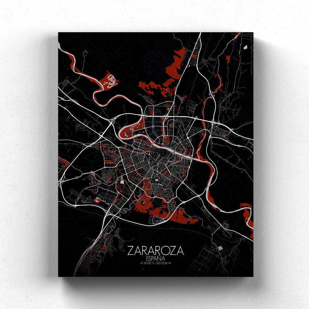 Mapospheres Zaragoza Night Design full page design canvas city map
