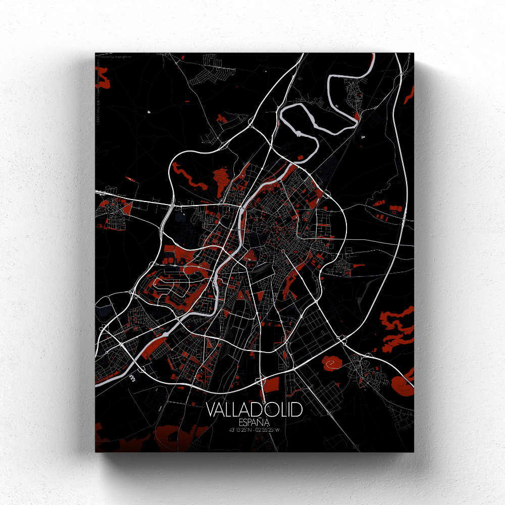 Mapospheres Valladolid Night Design full page design canvas city map