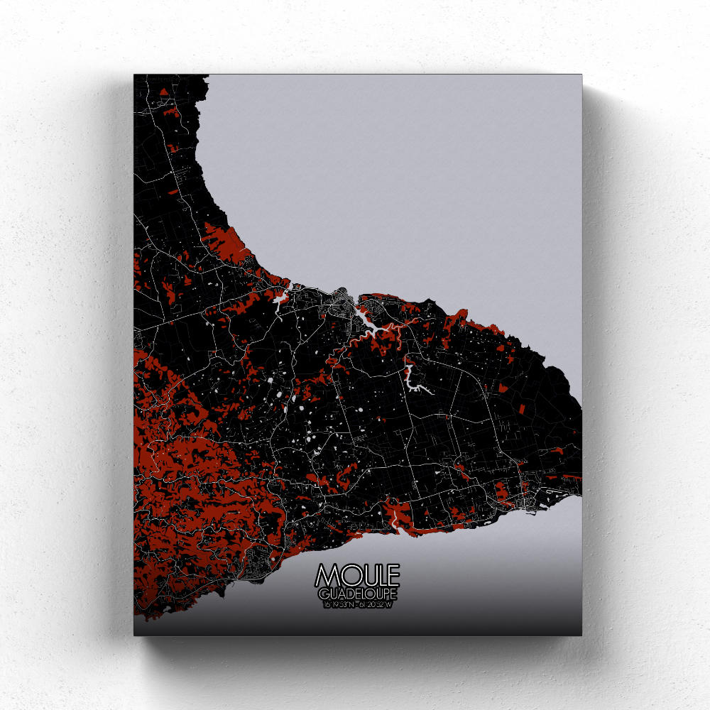 Mapospheres Moule Red dark full page design canvas city map