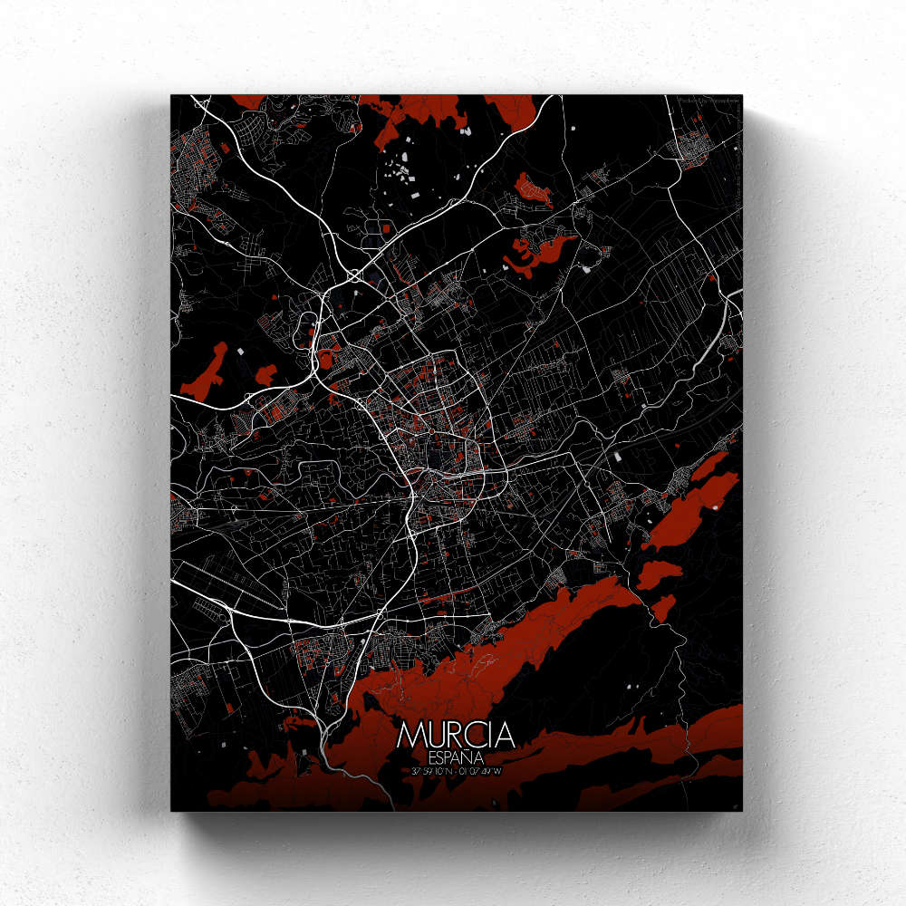 Mapospheres Murcia Night Design full page design canvas city map