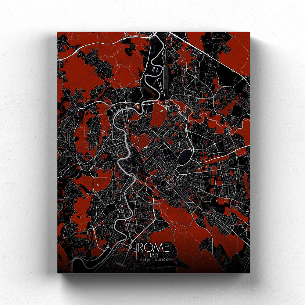Mapospheres Rome Red dark full page design canvas city map
