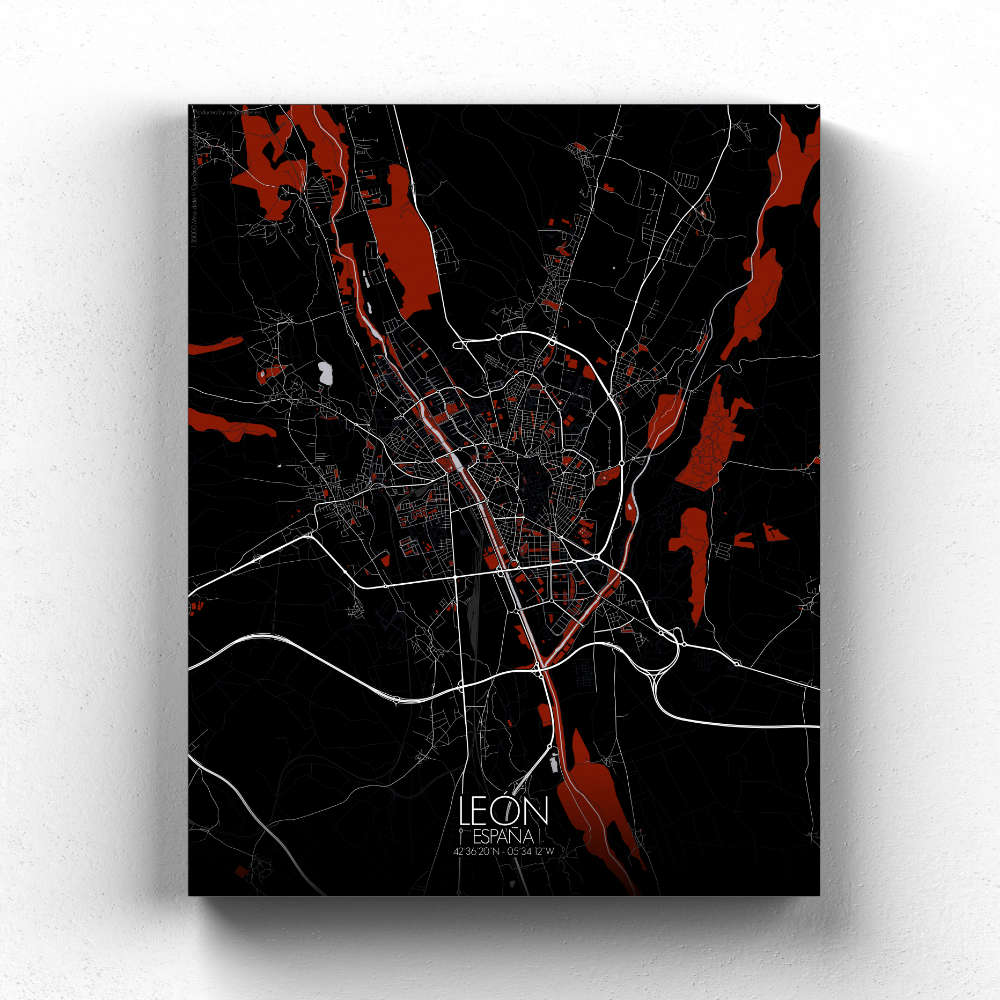 Mapospheres Leon Night Design full page design canvas city map