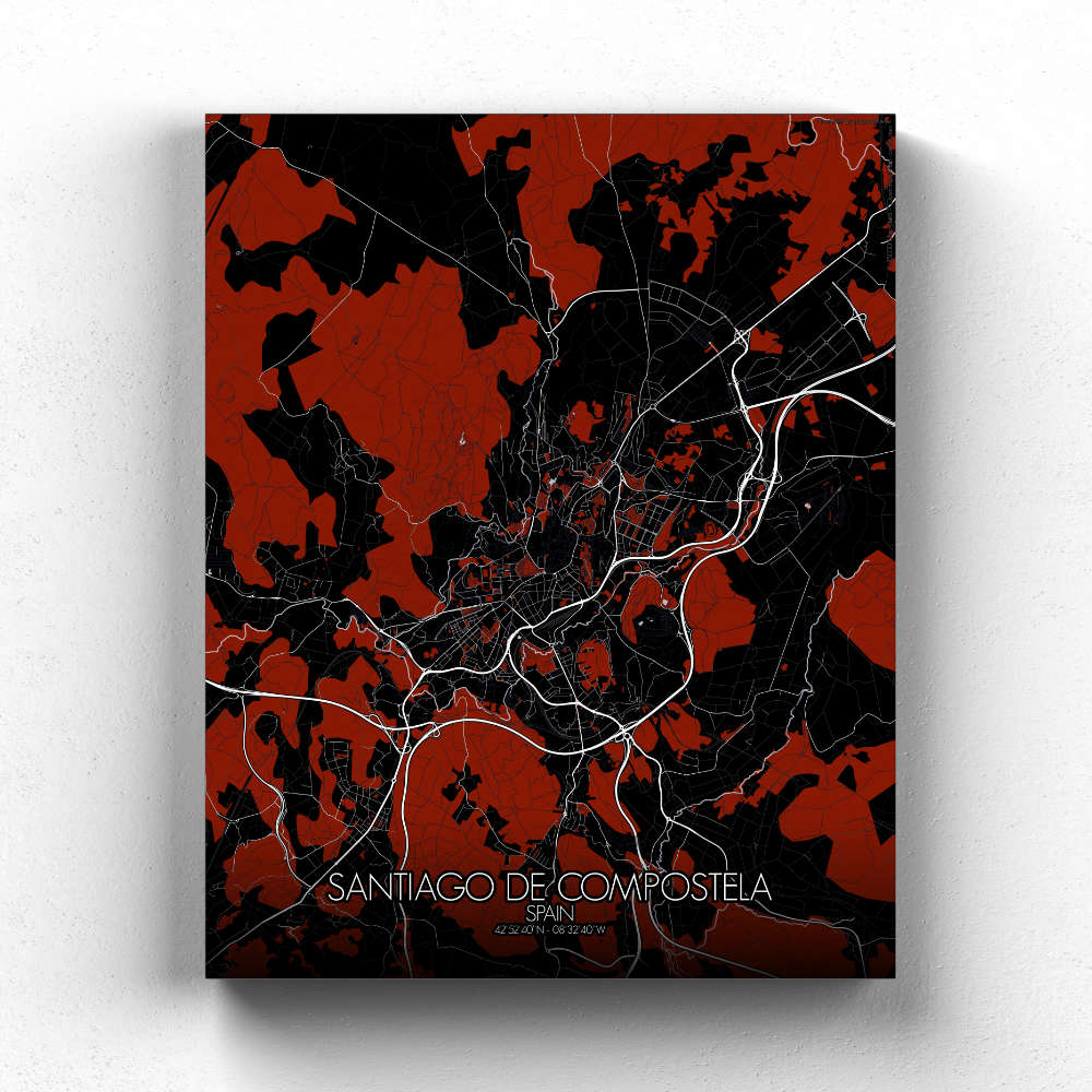 Mapospheres Santiago Night Design full page design canvas city map