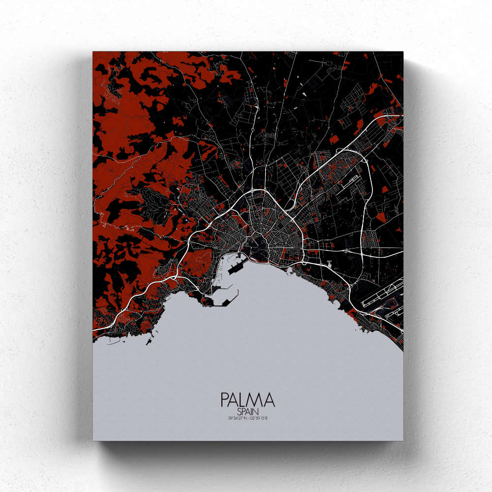 Mapospheres Palma Night Design full page design canvas city map