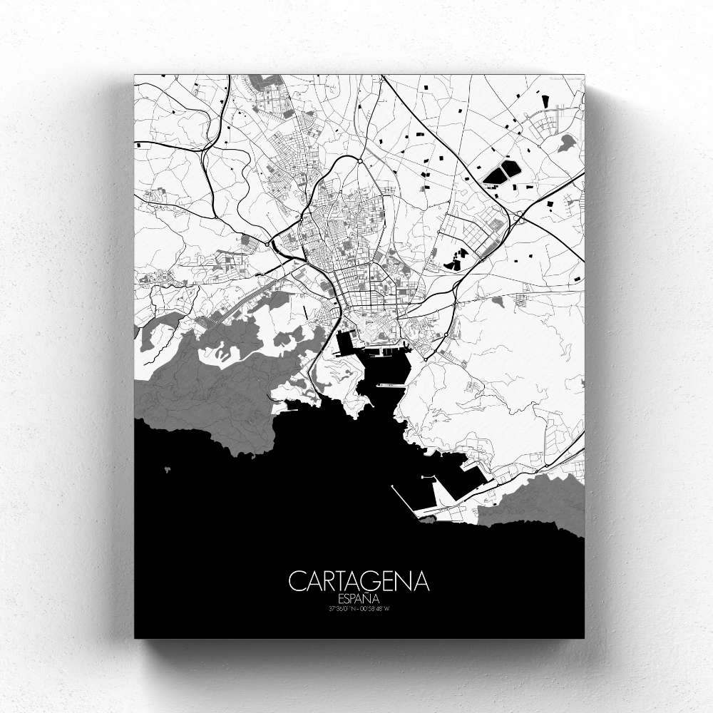 Mapospheres Cartagena Red dark full page design canvas city map