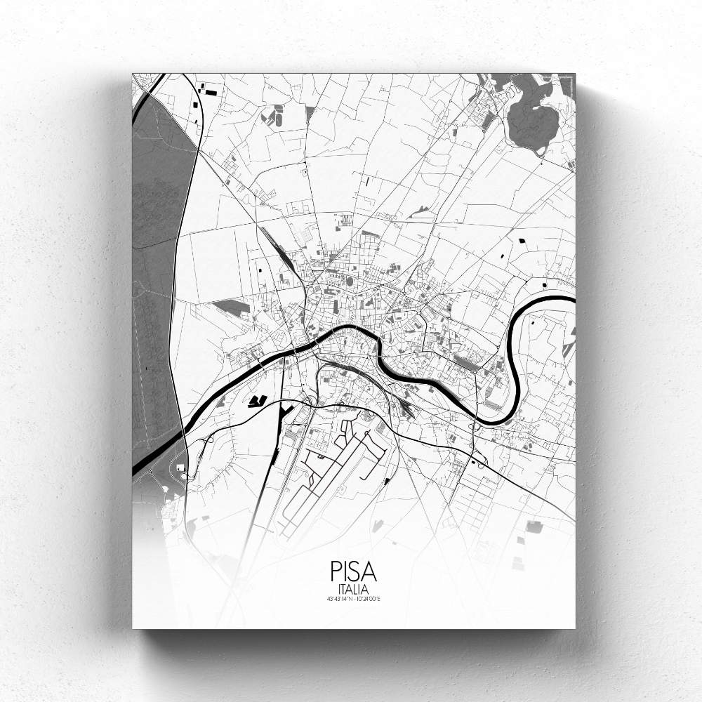 Mapospheres Pisa Black and White full page design canvas city map