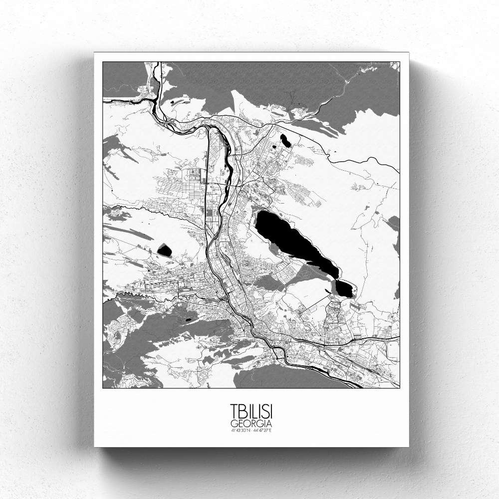 Mapospheres Tbilisi Black and White full page design canvas city map