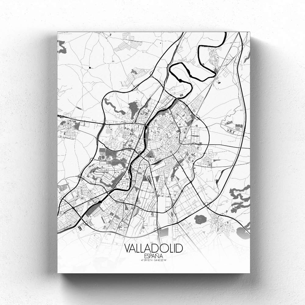 Mapospheres Valladolid Red dark full page design canvas city map