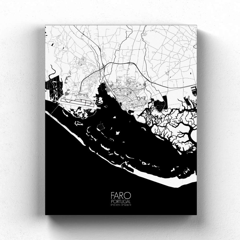 Mapospheres Faro Black and White full page design canvas city map
