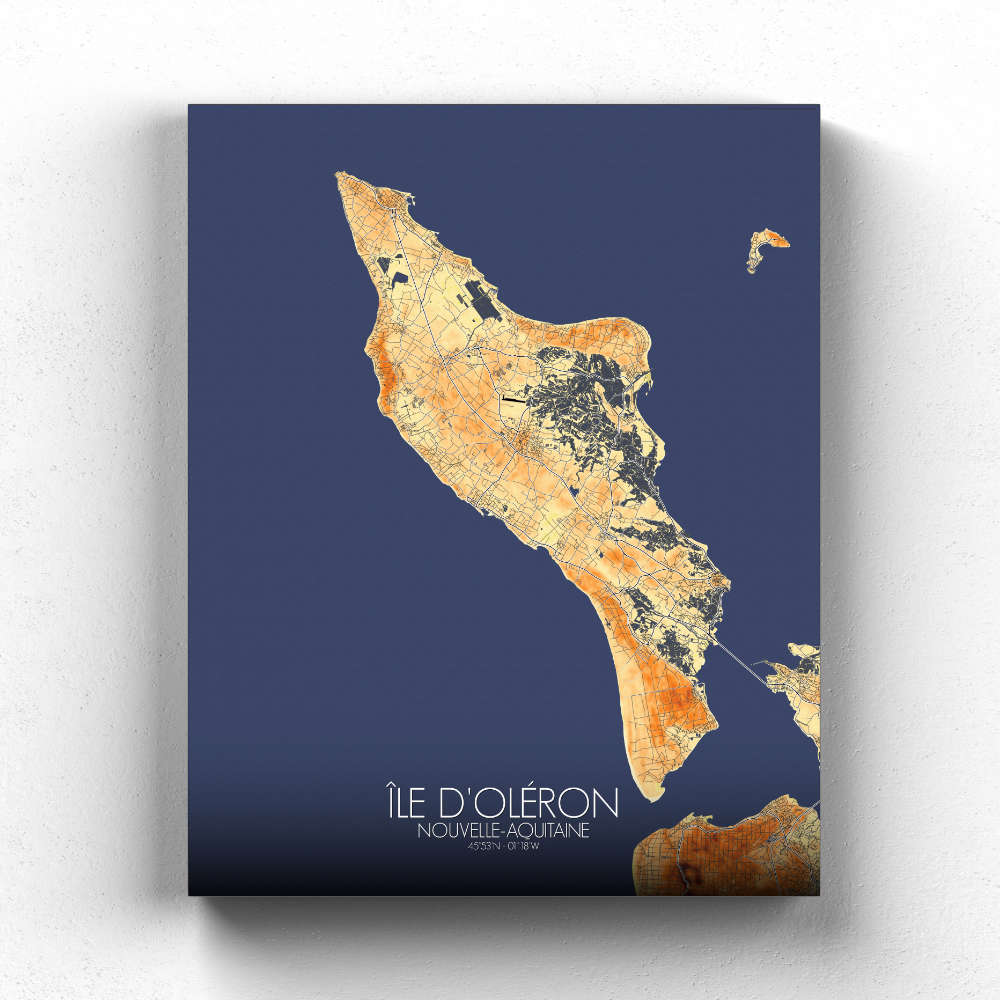 Mapospheres oleron Elevation Map full page design canvas city map