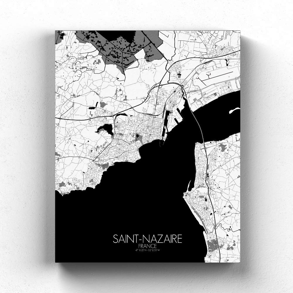 Mapospheres Saint Nazaire Black and White full page design canvas city map