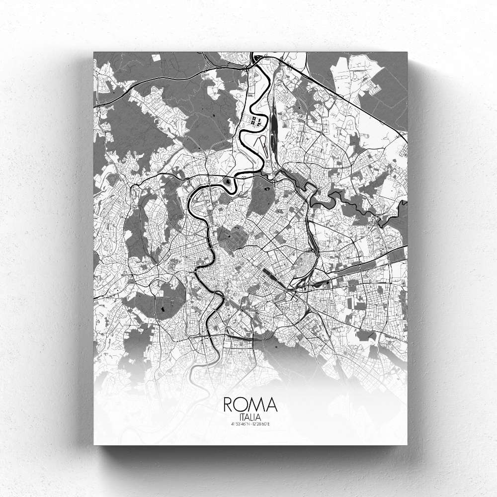 Mapospheres Rome Black and White full page design canvas city map