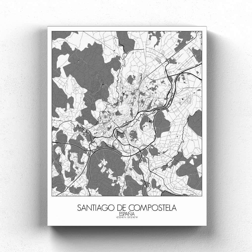 Mapospheres Santiago Red dark full page design canvas city map