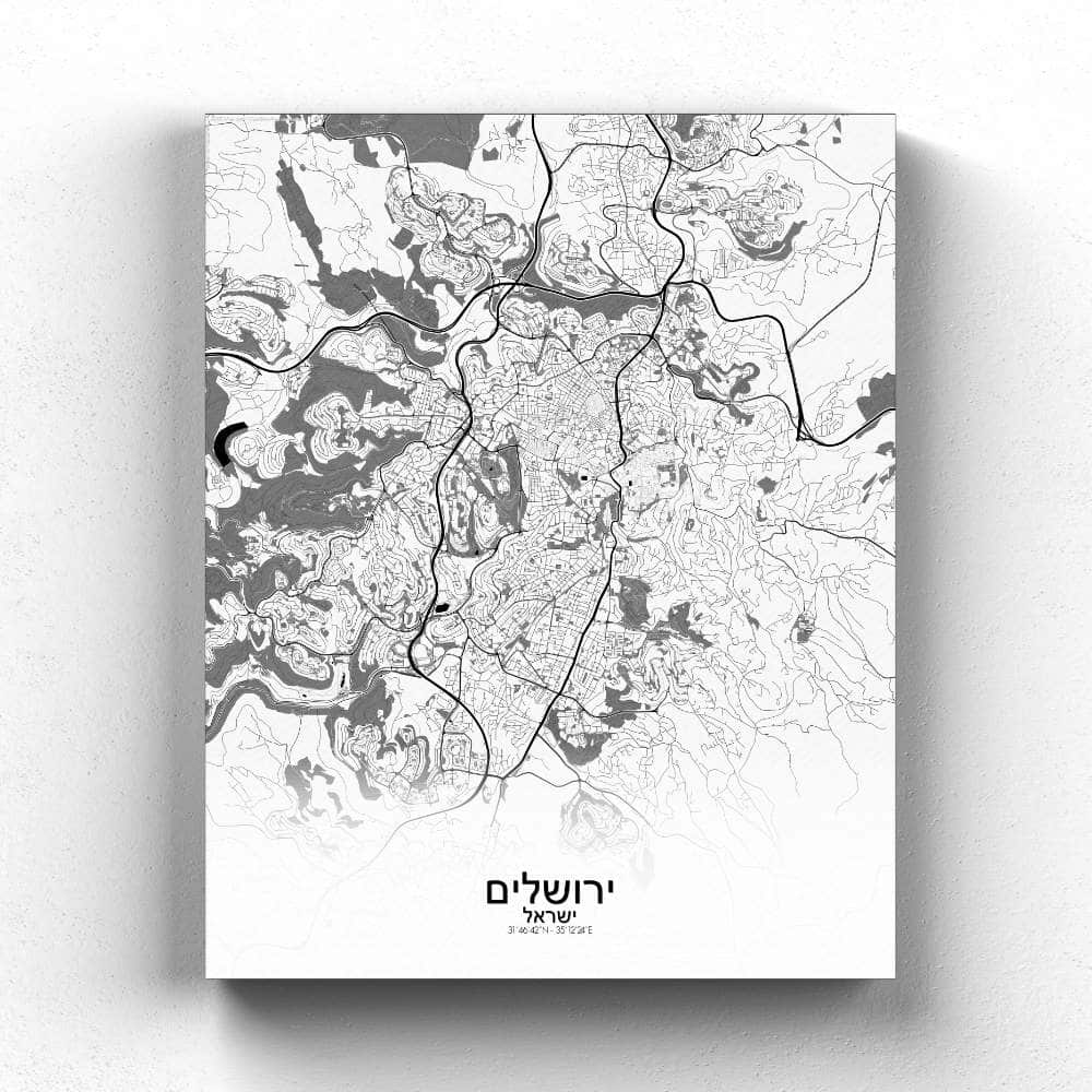 Mapospheres Jerusalem Black and White full page design canvas city map