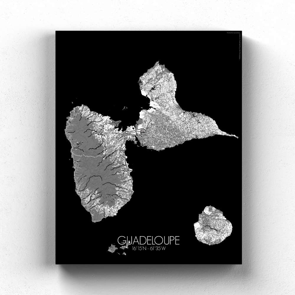 Mapospheres Guadeloupe Black and White full page design canvas city map