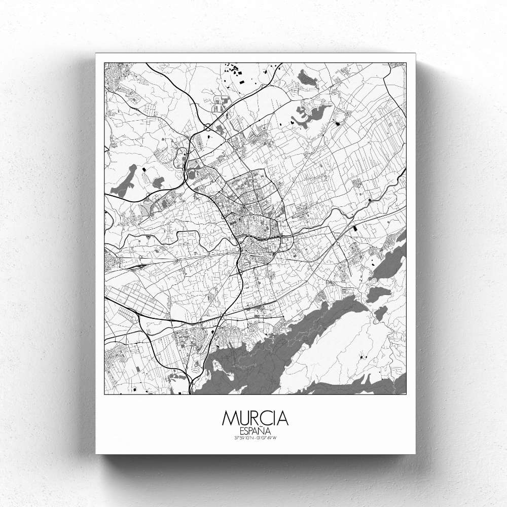 Mapospheres Murcia Red dark full page design canvas city map