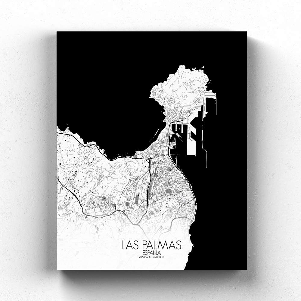 Mapospheres Las Palmas Black and White full page design canvas city map